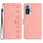 For Xiaomi Redmi Note 10 Pro Seven Butterflies Embossed Leather Phone Case(Pink) - 1