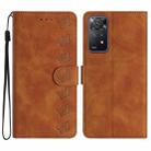 For Xiaomi Redmi Note 11 Pro 5G Global Seven Butterflies Embossed Leather Phone Case(Brown) - 1