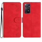 For Xiaomi Redmi Note 11 Pro 5G Global Seven Butterflies Embossed Leather Phone Case(Red) - 1