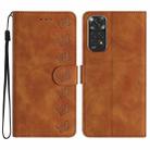 For Xiaomi Redmi Note 11 5G Seven Butterflies Embossed Leather Phone Case(Brown) - 1