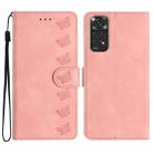 For Xiaomi Redmi Note 11 5G Seven Butterflies Embossed Leather Phone Case(Pink) - 1