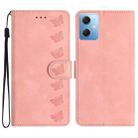 For Xiaomi Redmi Note 12 5G Global Seven Butterflies Embossed Leather Phone Case(Pink) - 1