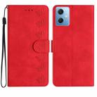 For Xiaomi Redmi Note 12 5G Global Seven Butterflies Embossed Leather Phone Case(Red) - 1