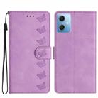For Xiaomi Redmi Note 12 5G Global Seven Butterflies Embossed Leather Phone Case(Purple) - 1