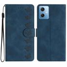 For Xiaomi Redmi Note 12 5G Global Seven Butterflies Embossed Leather Phone Case(Blue) - 1