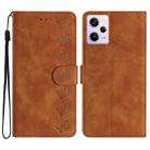 For Xiaomi Redmi Note 12 Pro 5G Global Seven Butterflies Embossed Leather Phone Case(Brown) - 1