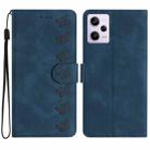 For Xiaomi Redmi Note 12 Pro 5G Global Seven Butterflies Embossed Leather Phone Case(Blue) - 1