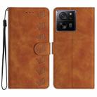 For Xiaomi 13T Seven Butterflies Embossed Leather Phone Case(Brown) - 1