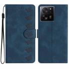 For Xiaomi 13T Seven Butterflies Embossed Leather Phone Case(Blue) - 1