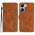 For Xiaomi Redmi 13C 4G Seven Butterflies Embossed Leather Phone Case(Brown) - 1