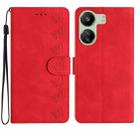 For Xiaomi Redmi 13C 4G Seven Butterflies Embossed Leather Phone Case(Red) - 1