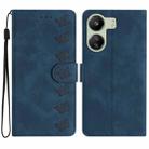 For Xiaomi Redmi 13C 4G Seven Butterflies Embossed Leather Phone Case(Blue) - 1