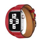 For Apple Watch Series 7 45mm / 6 & SE & 5 & 4 44mm / 3 & 2 & 1 42mm Leather Double Loop Watch Band(Red) - 1