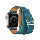 For Apple Watch Series 7 45mm / 6 & SE & 5 & 4 44mm / 3 & 2 & 1 42mm Leather Double Loop Watch Band(Blue) - 3