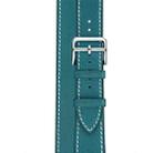 For Apple Watch Series 7 45mm / 6 & SE & 5 & 4 44mm / 3 & 2 & 1 42mm Leather Double Loop Watch Band(Blue) - 4
