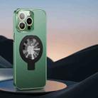 For iPhone 14 Metal Paint Frosted PC MagSafe Phone Case with Lens Film(Deep Green) - 1