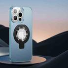 For iPhone 14 Pro Max Metal Paint Frosted PC MagSafe Phone Case with Lens Film(Sierra Blue) - 1