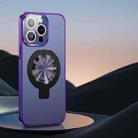 For iPhone 12 Pro Max Metal Paint Frosted PC MagSafe Phone Case with Lens Film(Deep Purple) - 1