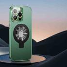 For iPhone 12 Pro Max Metal Paint Frosted PC MagSafe Phone Case with Lens Film(Deep Green) - 1