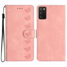 For Samsung Galaxy A02s 164mm Seven Butterflies Embossed Leather Phone Case(Pink) - 1