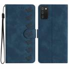 For Samsung Galaxy A02s 164mm Seven Butterflies Embossed Leather Phone Case(Blue) - 1