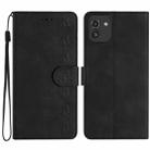 For Samsung Galaxy A03 Seven Butterflies Embossed Leather Phone Case(Black) - 1