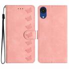 For Samsung Galaxy A04 Core Seven Butterflies Embossed Leather Phone Case(Pink) - 1