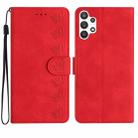 For Samsung Galaxy A13 4G Seven Butterflies Embossed Leather Phone Case(Red) - 1