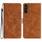 For Samsung Galaxy A14 5G Seven Butterflies Embossed Leather Phone Case(Brown) - 1