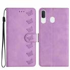 For Samsung Galaxy A20 / A30 Seven Butterflies Embossed Leather Phone Case(Purple) - 1