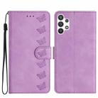 For Samsung Galaxy A32 5G Seven Butterflies Embossed Leather Phone Case(Purple) - 1