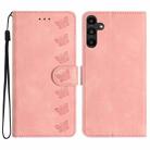 For Samsung Galaxy A34 Seven Butterflies Embossed Leather Phone Case(Pink) - 1