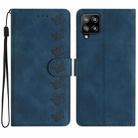 For Samsung Galaxy A42 5G Seven Butterflies Embossed Leather Phone Case(Blue) - 1