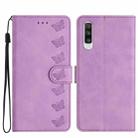 For Samsung Galaxy A50 Seven Butterflies Embossed Leather Phone Case(Purple) - 1