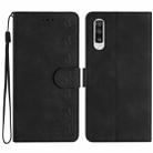 For Samsung Galaxy A50 Seven Butterflies Embossed Leather Phone Case(Black) - 1