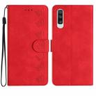 For Samsung Galaxy A70 Seven Butterflies Embossed Leather Phone Case(Red) - 1