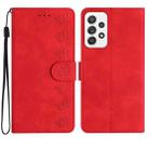 For Samsung Galaxy A73 5G Seven Butterflies Embossed Leather Phone Case(Red) - 1