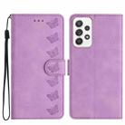 For Samsung Galaxy A73 5G Seven Butterflies Embossed Leather Phone Case(Purple) - 1