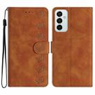 For Samsung Galaxy M23 Seven Butterflies Embossed Leather Phone Case(Brown) - 1