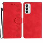 For Samsung Galaxy M23 Seven Butterflies Embossed Leather Phone Case(Red) - 1
