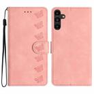 For Samsung Galaxy A25 5G Seven Butterflies Embossed Leather Phone Case(Pink) - 1