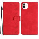 For Samsung Galaxy A05 Seven Butterflies Embossed Leather Phone Case(Red) - 1