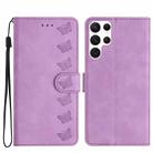 For Samsung Galaxy S24 Ultra 5G Seven Butterflies Embossed Leather Phone Case(Purple) - 1