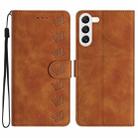 For Samsung Galaxy S24 5G Seven Butterflies Embossed Leather Phone Case(Brown) - 1