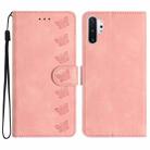 For Samsung Galaxy Note10+ Seven Butterflies Embossed Leather Phone Case(Pink) - 1