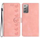 For Samsung Galaxy Note20 Seven Butterflies Embossed Leather Phone Case(Pink) - 1