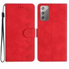For Samsung Galaxy Note20 Seven Butterflies Embossed Leather Phone Case(Red) - 1