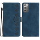 For Samsung Galaxy Note20 Seven Butterflies Embossed Leather Phone Case(Blue) - 1