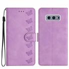 For Samsung Galaxy S10e Seven Butterflies Embossed Leather Phone Case(Purple) - 1