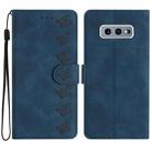 For Samsung Galaxy S10e Seven Butterflies Embossed Leather Phone Case(Blue) - 1